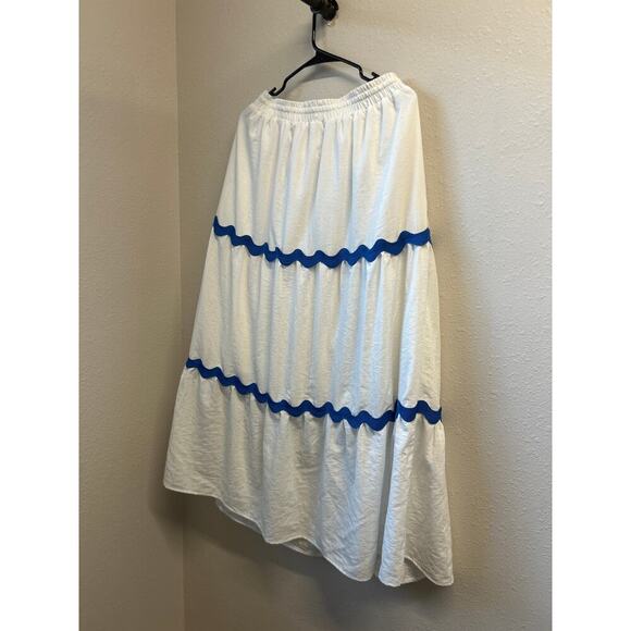 BTFBM Skirt Set Sleeveless Rick Rack Trim Cropped Tank Top Tiered A-line Maxi - Picture 7 of 11